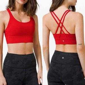 Lululemon Energy Longline Bra Medium Support, B–D Cups red running workout
